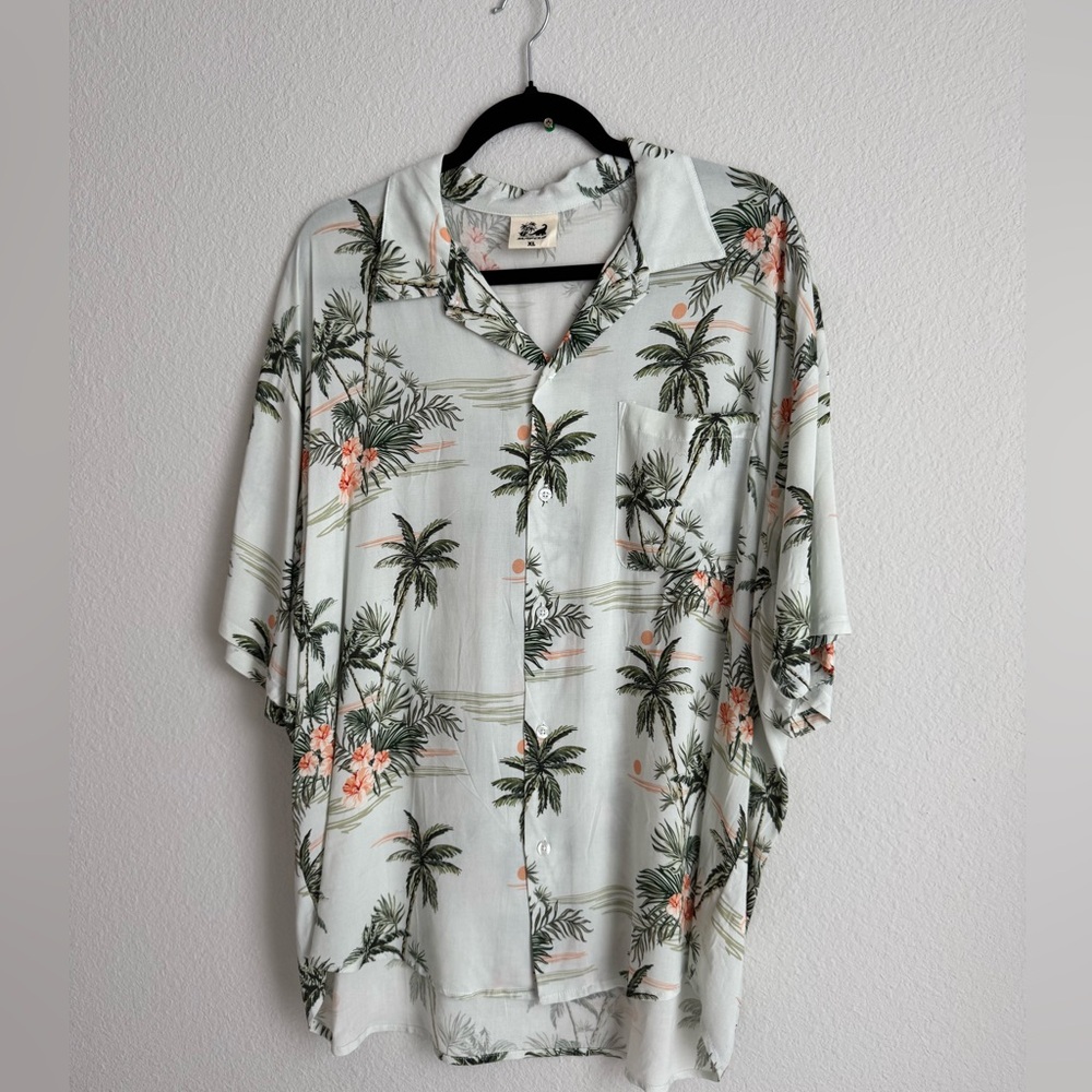 Men's Tropical Palm Print Casual Shirt